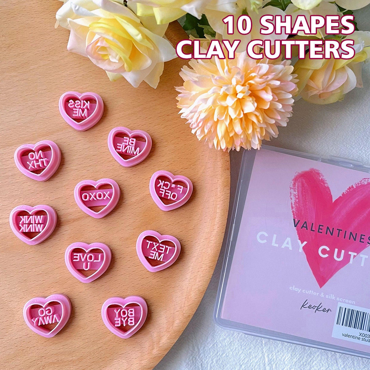 Keoker Conversation Heart Polymer Clay Cutters, Valentines Day Polymer Clay  Cutters for Earrings Making 