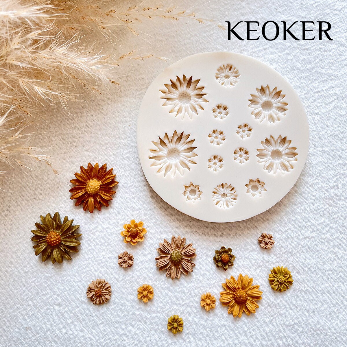 KEOKER Flower Polymer Clay Molds - 4 Pcs & Leaf Mini &