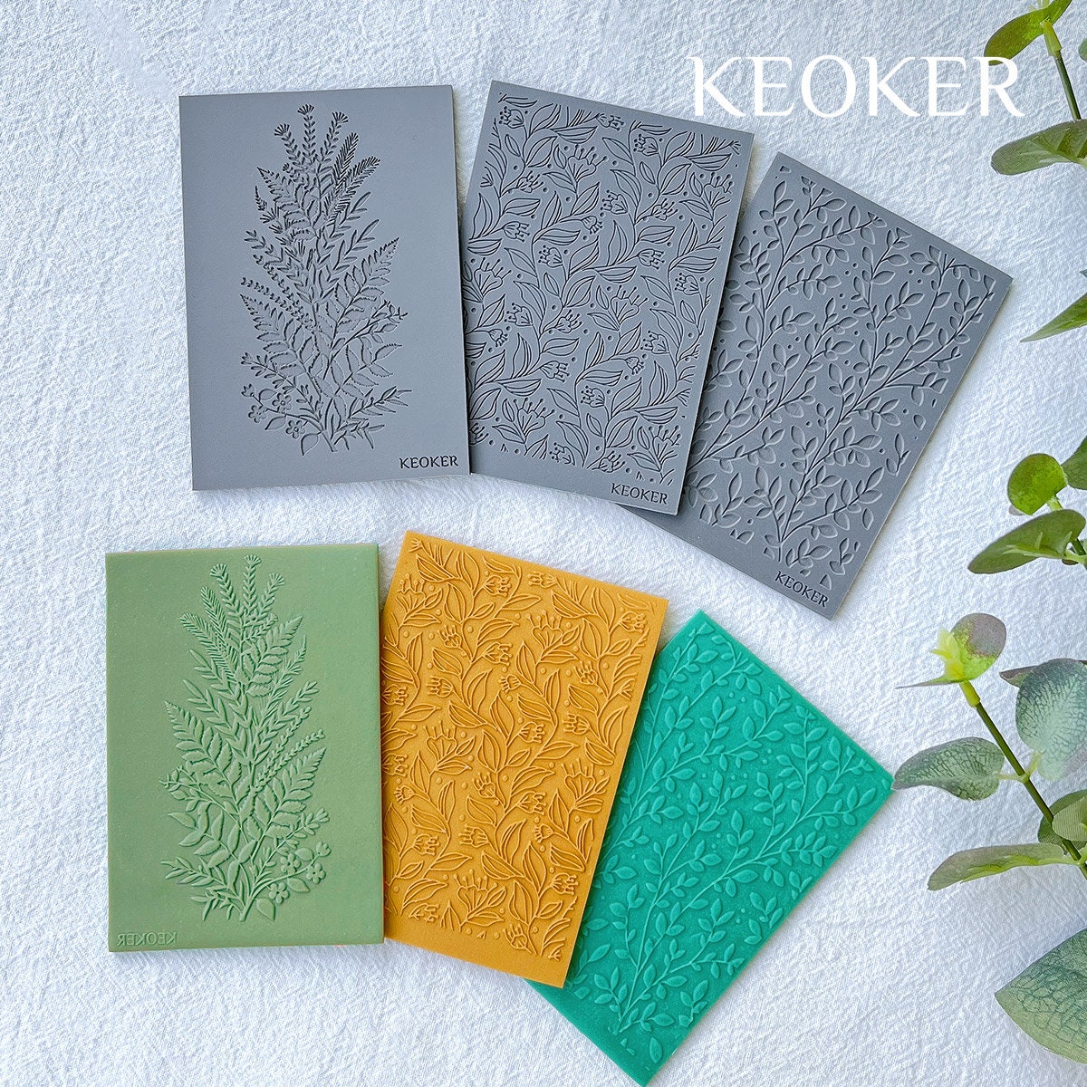 KEOKER Polymer Clay Texture Sheets Set, Clay Earring Molds for