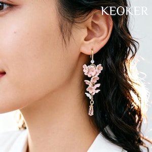 KEOKER Cherry Blossom Polymer Clay Earrings, Floral Clay Earrings, Handmade Earrings, Statement Earrings image 11