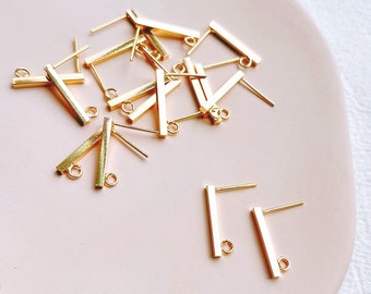 KEOKER S925 Silver Post 14K Gold Filled Bar Post Earrings (4PCS), Polymer Clay Tools, Jewellery Findings