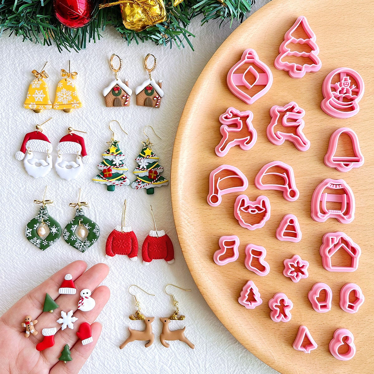 KEOKER Christmas Clay Cutters, Christmas Polymer Clay Cutters for Earrings  Making, 20 Clay Cutters Shapes Christmas 