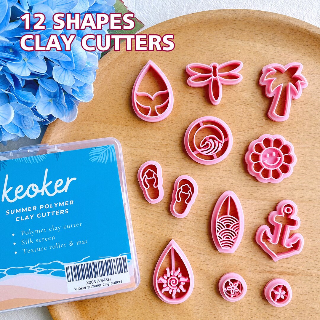 KEOKER Valentines Day Polymer Clay Cutters, 10 Shapes Valentines Polymer  Clay Cutters for Earrings Making (Studs)