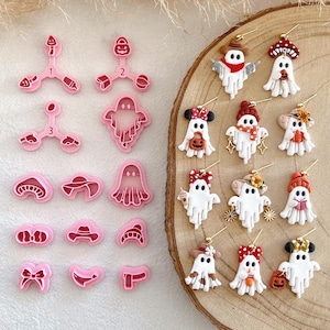KEOKER Halloween Polymer Clay Cutters, Halloween Ghost Clay Cutters for Polymer Clay Jewelry, 12 Halloween Clay Earring Cutters