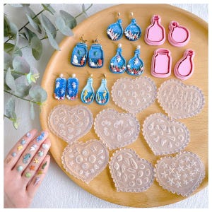 Mini moldes de arcilla polimérica KEOKER Sea Life para joyería, con temática marina y 4 formas de botellas de vidrio, cortadores de arcilla polimérica para aretes, temática oceánica.