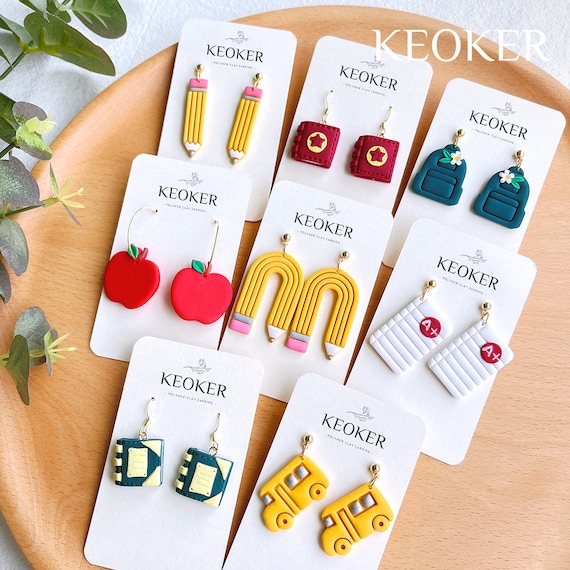 Keoker Mini Polymer Clay Cutters 15 Shapes Mini Flower Polymer Clay Cutters  for Earrings Making, Leaf Clay Earring Cutter Set 
