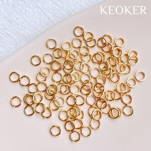 KEOKER 14k guldfylld 4/5/6/7/8 mm öppen ring (100 st), öppen rund O-ringkoppling för smyckestillverkning bild 3