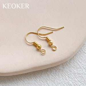 KEOKER 18K Gold Filled Earring Hook2(10PCS), Gold Earring Wires, Gold Fish Hook Wires, Ear Wires, French Hook, Jewelry Making, Gold Findings