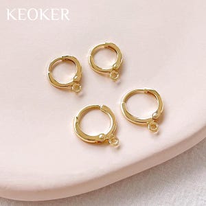 KEOKER 14k Gold Filled Round Hoop Earrings(10PCS),Leverback Huggie Earrings,Clip On Earrings,Minimalist Earrings,Round Leverback Ear Wires