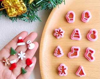 KEOKER Christmas Clay Cutters, Christmas Clay Cutters for Jewelry Making, 10 Clay Cutters Shapes Christmas (Studs Clay Cutters)