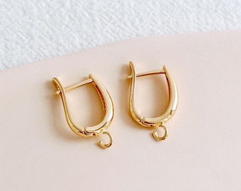 KEOKER 14K Gold Filled U Shape Earring Hoop with Loop (4PCS), DIY Earring Findings, Polymer Clay Tools