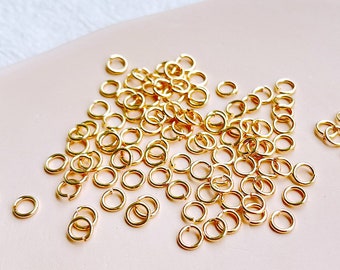 KEOKER 14k Gold Filled 4/5/6/7/8mm Open Ring(100pcs),Open Round O Jump Ring Connector for Jewelry Making