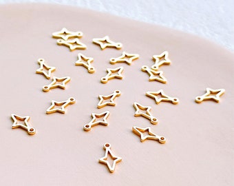 KEOKER 14K Gold Filled Star Charm With Loop (10 PCS), Tiny Star Pendant, Polymer Clay Tools, Earring Findings