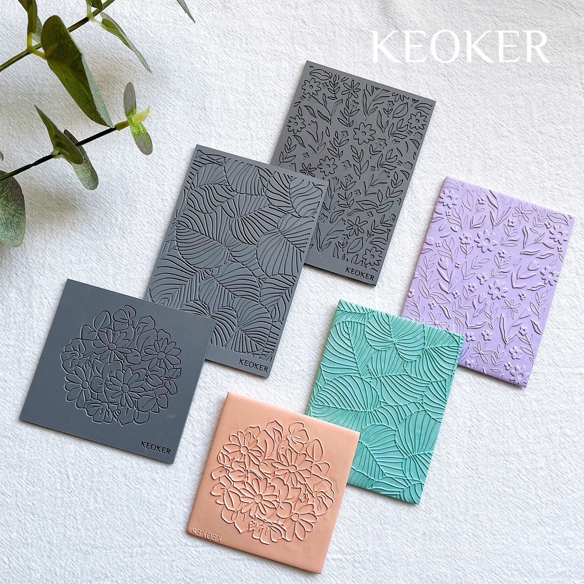 Keoker Polymer Clay Texture Sheets, Clay Texture Mat for Making