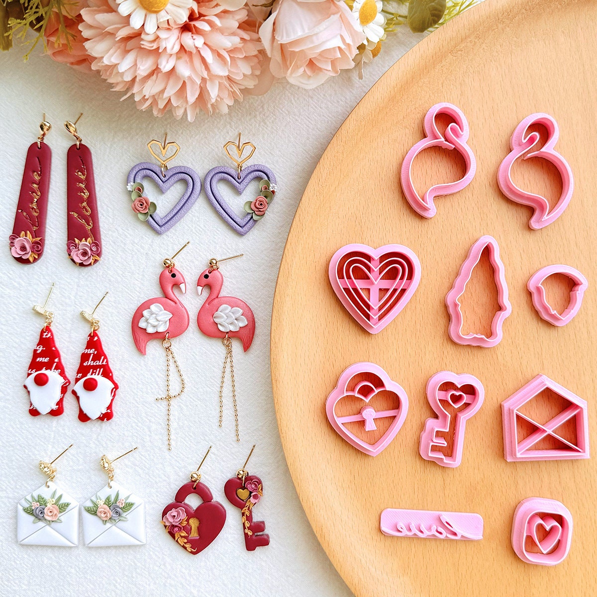  Keoker Valentines Day Polymer Clay Cutters, Valentines Clay  Cutters for Earrings Making, 10 Shapes Valentines Day Clay Cutters, Lock &  Key Clay Cutters for Polymer Clay Jewelry (2) : Home & Kitchen