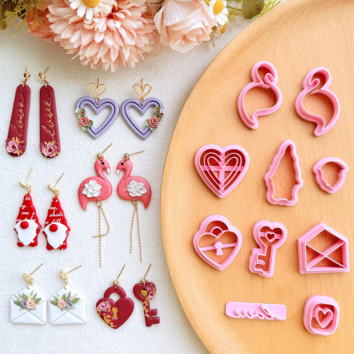 KEOKER Valentines Day Polymer Clay Cutters (10 Shapes Studs)