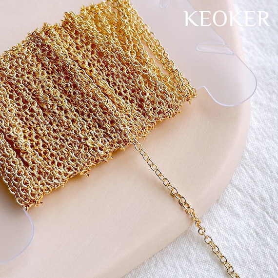 KEOKER 14k Gold Filled Cable Chain(1 Meter), Gold Filled Soldered Chain