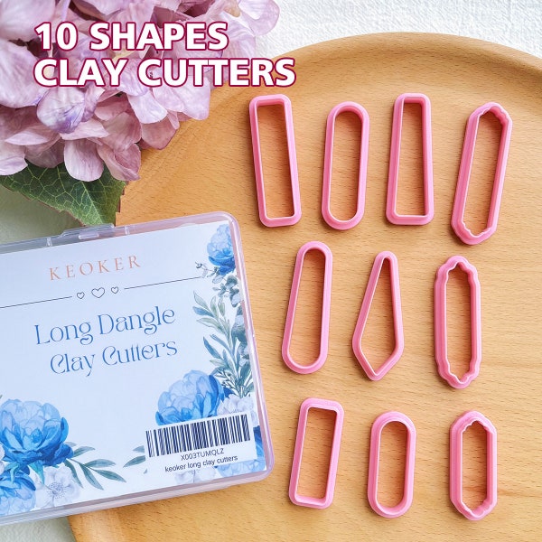 Keoker Polymer Clay Cutters, Long Dangle Shape Polymer Clay Cutter, Basic Polymer Clay Cutters, Clay Earrings Cutters. (10PCS ALL)