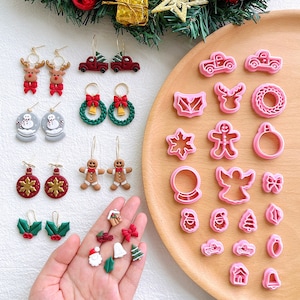 KEOKER Christmas Clay Cutters, Christmas Polymer Clay Cutters for Earrings Making, 20 Clay Cutters Shapes Christmas