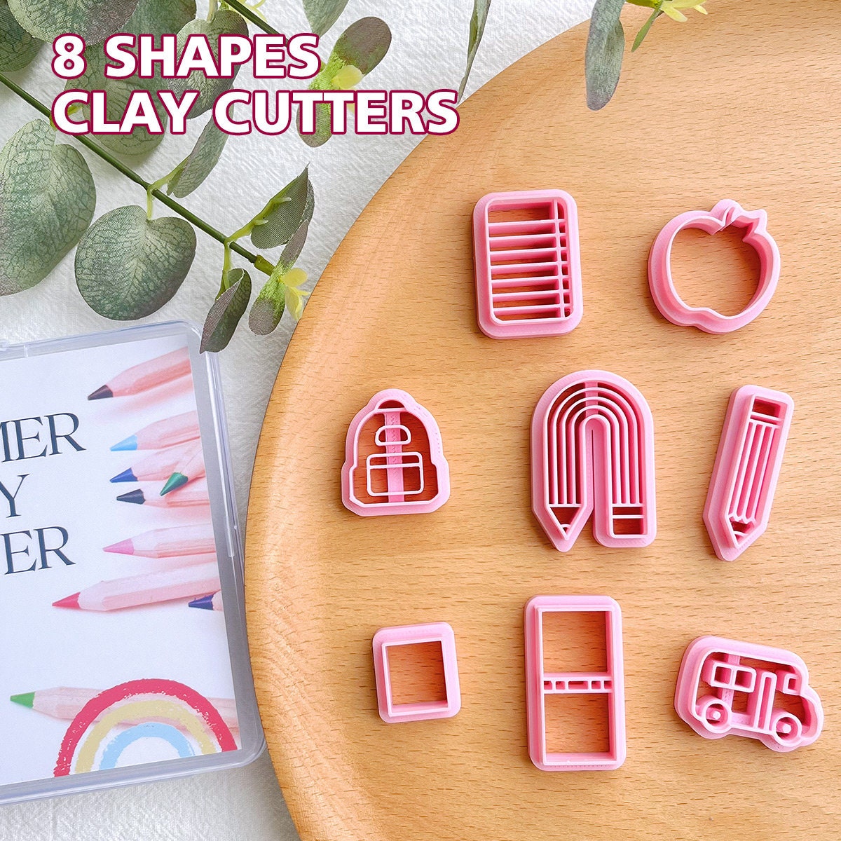 KEOKER Polymer Clay Cutters, School Clay Cutters, Polymer Clay Cutters for  Earrings Jewelry Making, 8 Shapes School Clay Earrings Cutters 