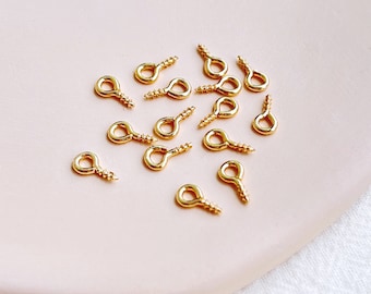 KEOKER 14K Gold Filled Tiny Eye Screws (50 PCS), Screw Eye pin, Clay Earrings Accessories DIY Handmade, Jewellery Findings
