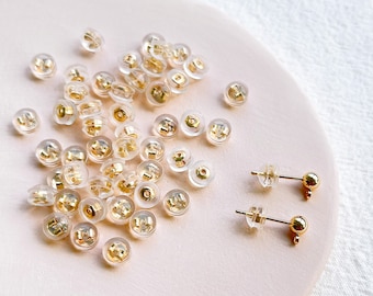 KEOKER 14K Gold Filled Earring Back Stoppers with Silicone Covers (50PCS), DIY Earring Findings