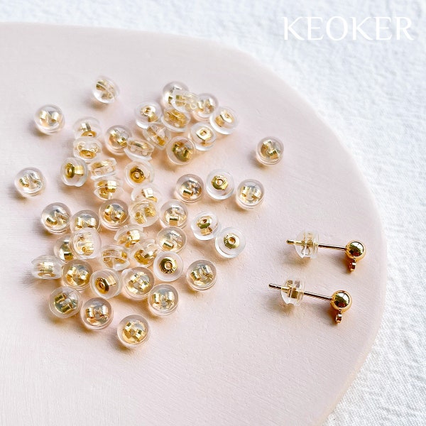 KEOKER Boucles d'oreilles en or 14 carats avec couvercles en silicone (50 pièces), résultats de boucles d'oreilles à faire soi-même