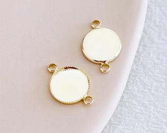 KEOKER 14K Gold Filled Round Pendant Base Inner 12mm (10 PCS), Connector Charm Base, Pendant Tray Settings, Polymer Clay Tools