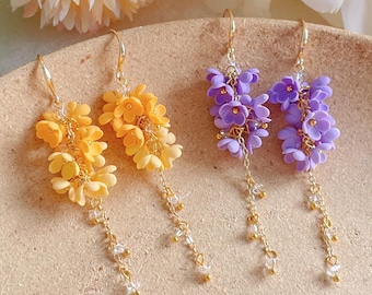KEOKER Flower Polymer Clay Earrings, Botanical Earrings, Statement Earrings, Floral Handmade Earrings