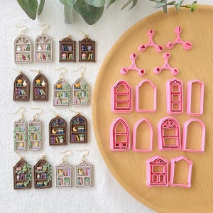 KEOKER Back to School Polymer Clay Cutters, 14 Shapes Polymer Clay Bookshelf Cutters