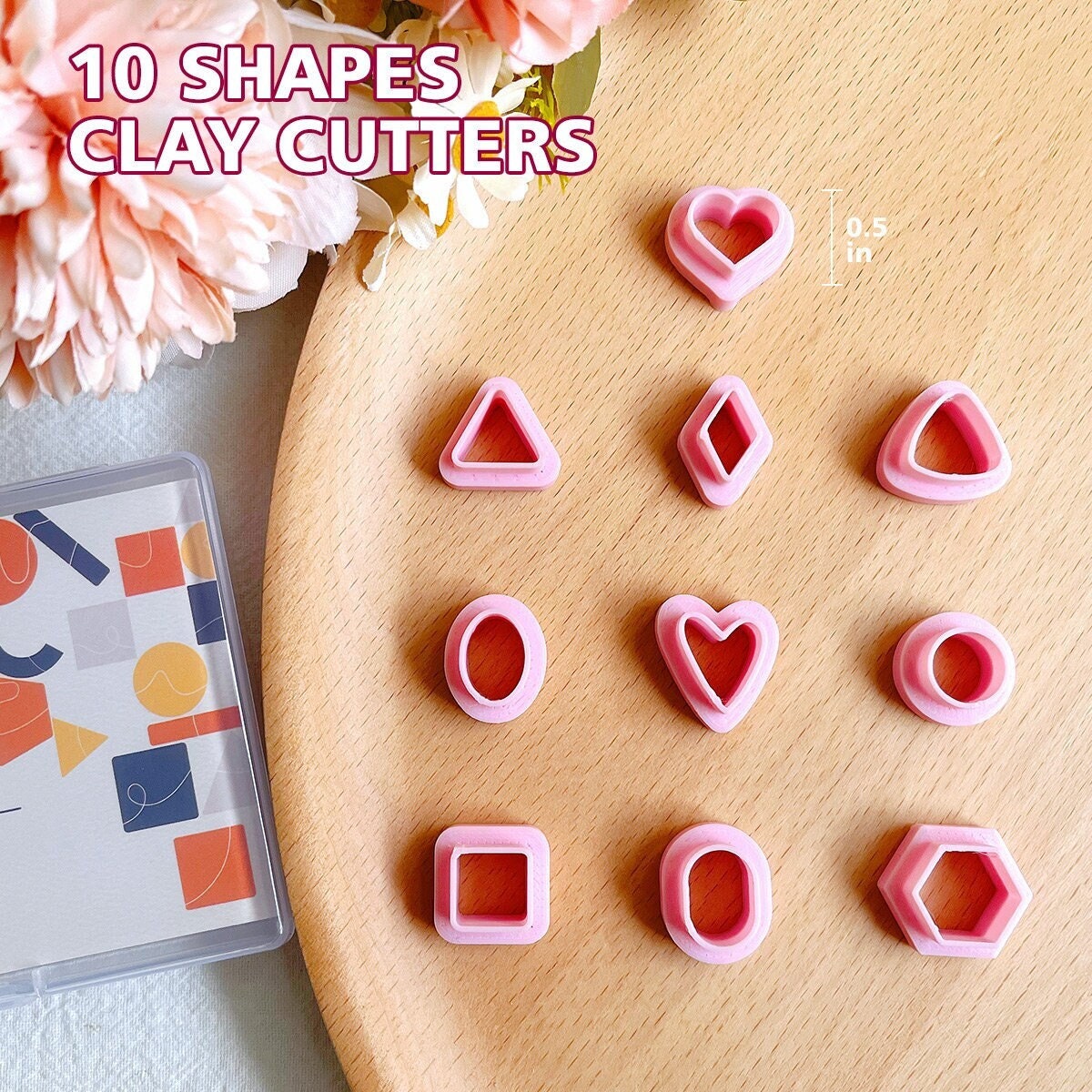 KEOKER Valentines Day Polymer Clay Cutters, 10 Shapes Valentines Polymer  Clay Cutters for Earrings Making (Studs)