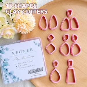 Keoker 15 Organic Shape Clay Cutters for Polymer Clay Jewelry, Polymer Clay Cutters for Clay Earrings Jewerlry Making