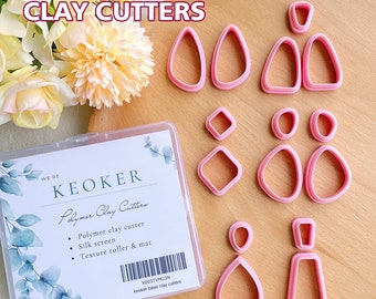 Keoker 15 Organic Shape Clay Cutters for Polymer Clay Jewelry, Polymer Clay Cutters for Clay Earrings Jewerlry Making