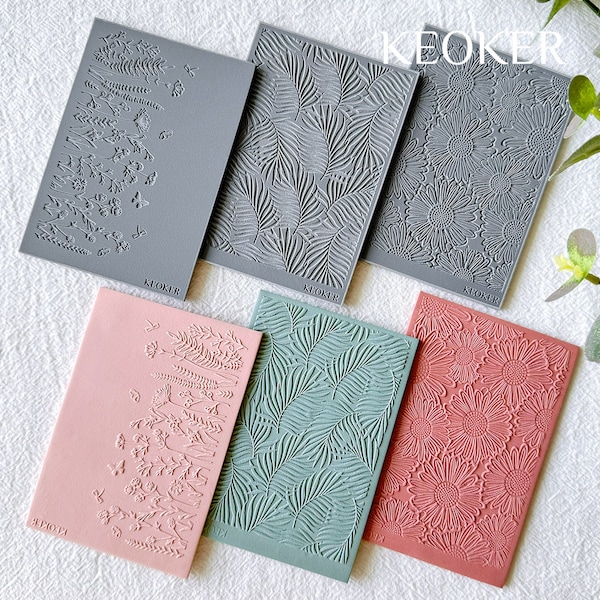 KEOKER Polymer Clay Texture Sheets, Clay Texture Mat for Making Earrings Jewerly, Polymer Clay Earrings Tools