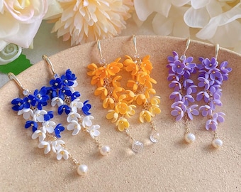 KEOKER Flower Polymer Clay Earrings, Botanical Earrings, Statement Earrings, Floral Handmade Earrings