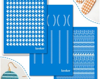 KEOKER Pochoirs sérigraphiques pour argile polymère, kit de sérigraphie réutilisable 3 pièces, chacun 15,2 x 9,1 cm