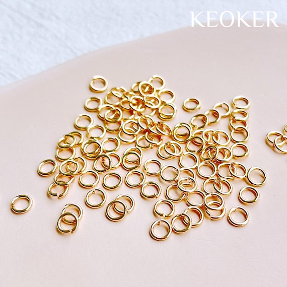KEOKER 14k Gold Filled 4/5/6/7/8mm Open Ring(100pcs),Open Round O Jump Ring Connector for Jewelry Making