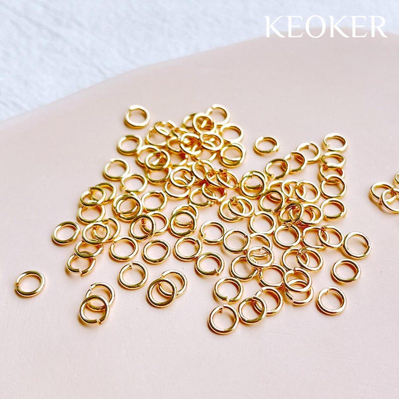 KEOKER 14k guldfylld 4/5/6/7/8 mm öppen ring (100 st), öppen rund O-ringkoppling för smyckestillverkning bild 1