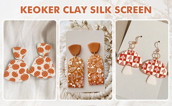 Keoker Silk Screen Stencils For Polymer Clay, 3 Pcs Reusable