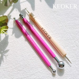 KEOKER Metal Ball Tools & Dotting Pen Tool (3 PCS), Polymer Clay Flower Tools