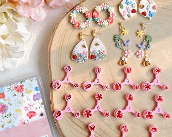 KEOKER Spring Polymer Clay Cutters, Polymer Clay Flower Cutters, 11 Shapes Mini Clay Cutters, 3 Sizes(Micro. Mini, Small)