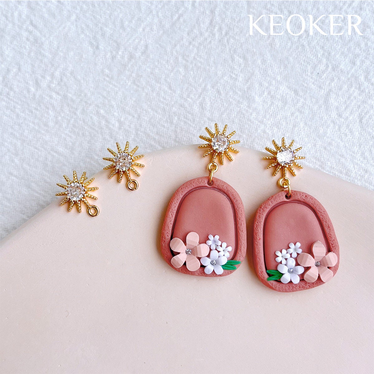 Keoker Flower Petal Clay Cutters Flower Petals Clay Cutters for Earrings  Making, 6 Shapes With Petal Press Polymer Clay Molds 