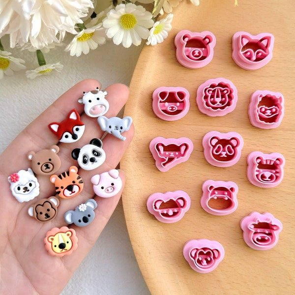 KEOKER Animal Clay Cutters, Animal Clay Cutters for Polymer Clay Jewelry, 12 Shapes Animal Faces Clay Earring Cutters