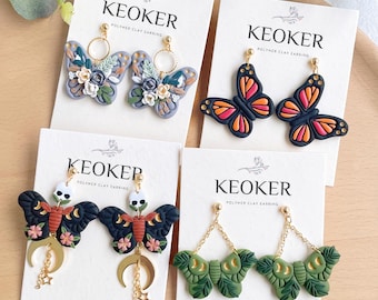 KEOKER Butterfly Polymer Clay Earrings, Statement Earrings, Floral Handmade Earrings