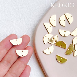 KEOKER 14K Gold Filled Half Round Connector (10PCS), Half Circle Earring Charms, Earring Findings, Polymer Clay Tools
