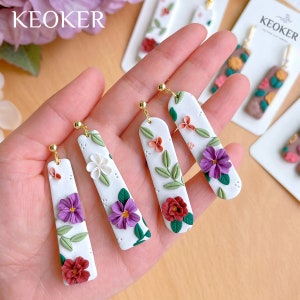 Keoker Mini Polymer Clay Cutters 15 Shapes Mini Flower Polymer Clay Cutters for Earrings Making, Leaf Clay Earring Cutter Set image 6