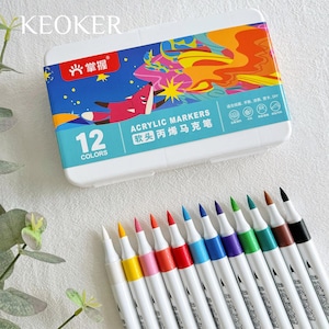 12 Colors Acrylic Paint Markers, Acrylic Brush Tip Markers, Polymer Clay Tools
