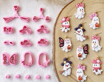 KEOKER Cute Ghost Clay Cutters for Polymer Clay Jewelry, Halloween Polymer Clay Cutters Ghost, Fall Clay Earring Cutters