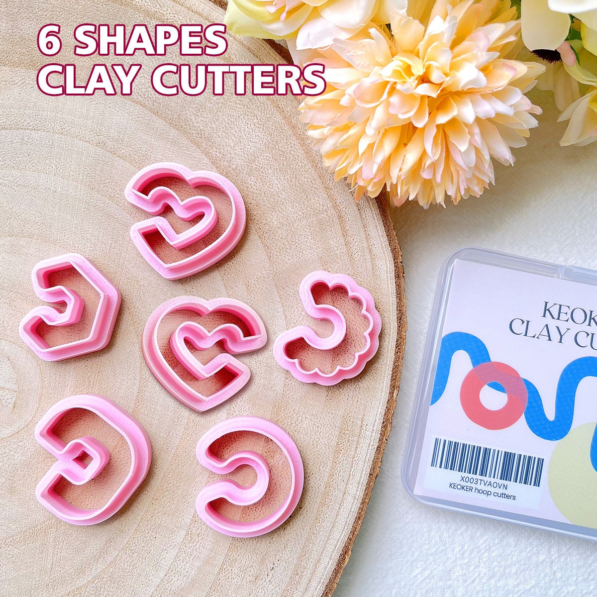 KEOKER Valentines Day Polymer Clay Cutters, Valentines Polymer Clay Cutters  for Earrings Making, 10 Shapes Valentines Earring Clay Cutters, Heart Clay