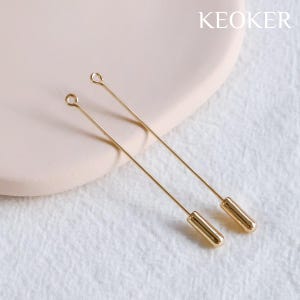 KEOKER 14K ゴールドフィルド 55 mm アイホール ニードルブローチ (10 個)、ニードルアイピン DIY クラッチブローチファインディング、ジュエリーファインディング、ポリマークレイツール